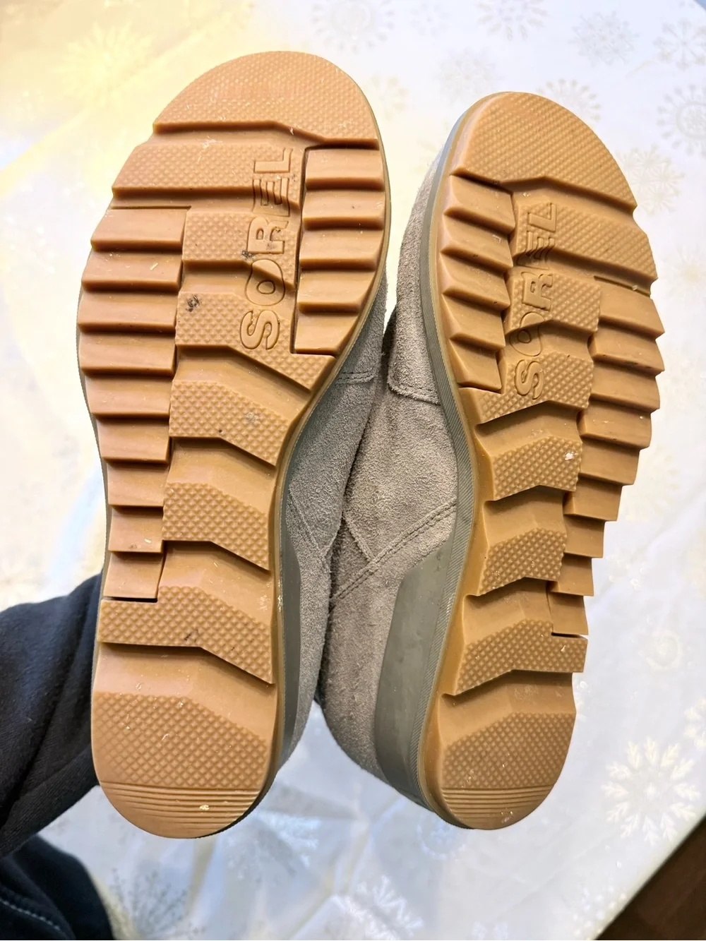 Sorel Womens Evie Sport Lace wedge ankle booties NL3817-053 Quarry Grey Suede 11